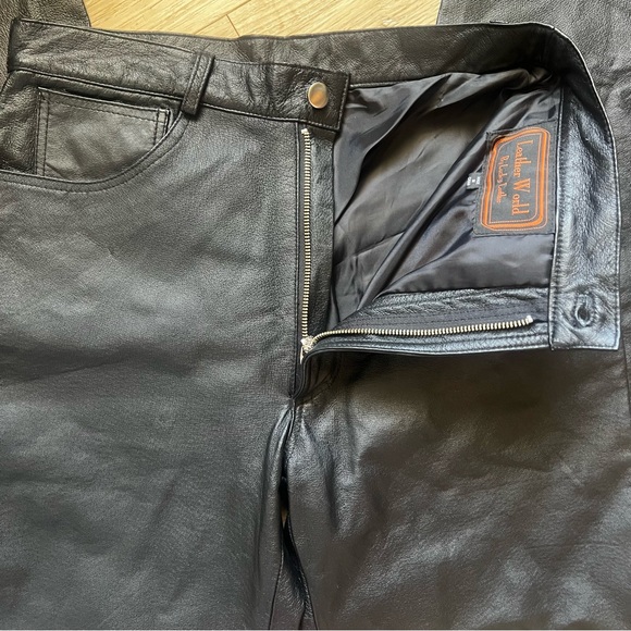 Vintage 80s 90s 100% Leather High Waisted  Pants - Picture 13 of 15